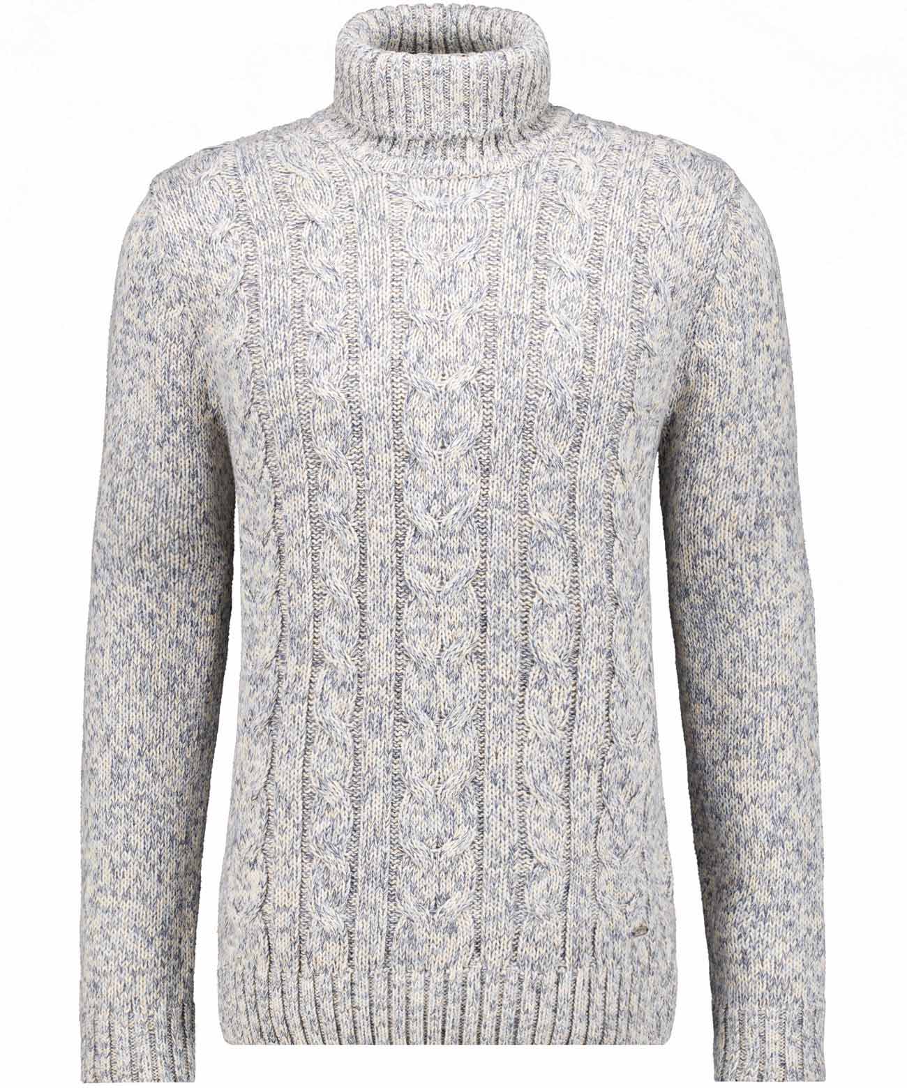 RAGMAN - Strickpullover mit Rollkragen und Zopfmuster grau-melange - Gr. - L von RAGMAN