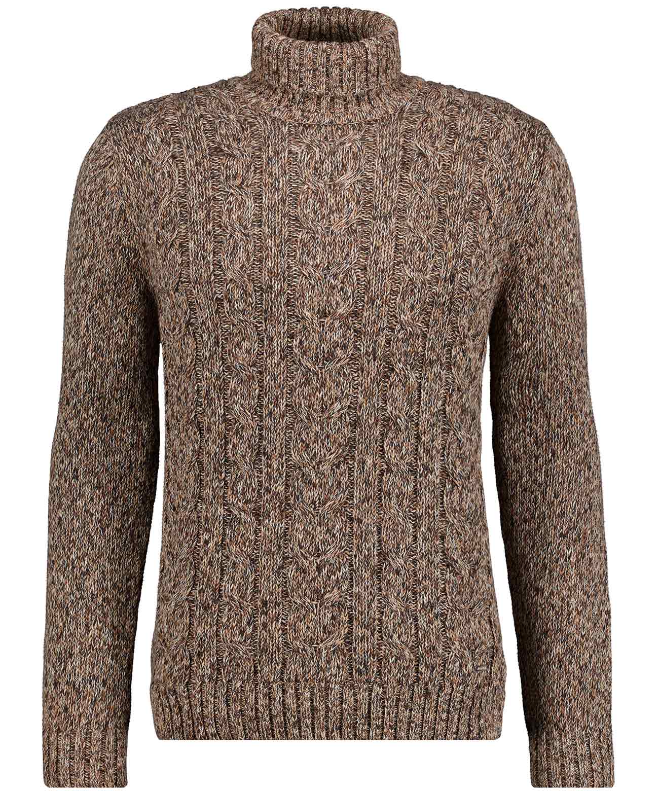 RAGMAN - Strickpullover mit Rollkragen und Zopfmuster taupe-grau mouliniert - Gr. - XXL von RAGMAN