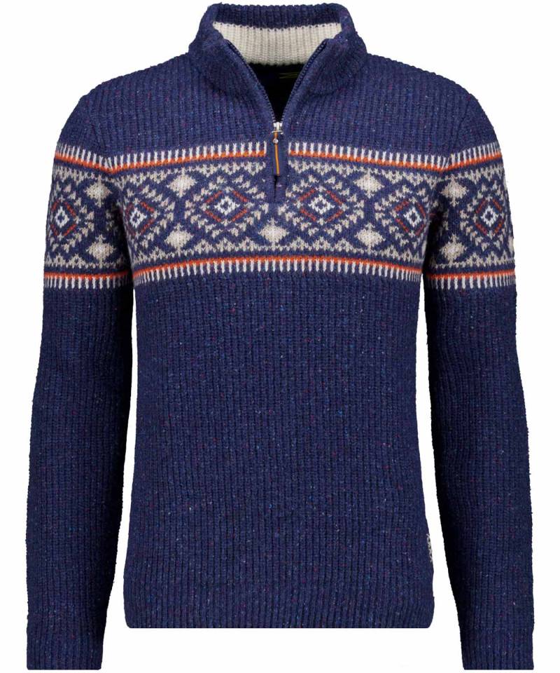 RAGMAN - Strickpullover mit Stehkragen, Jacquard dunkelblau - Gr. - XXL von RAGMAN