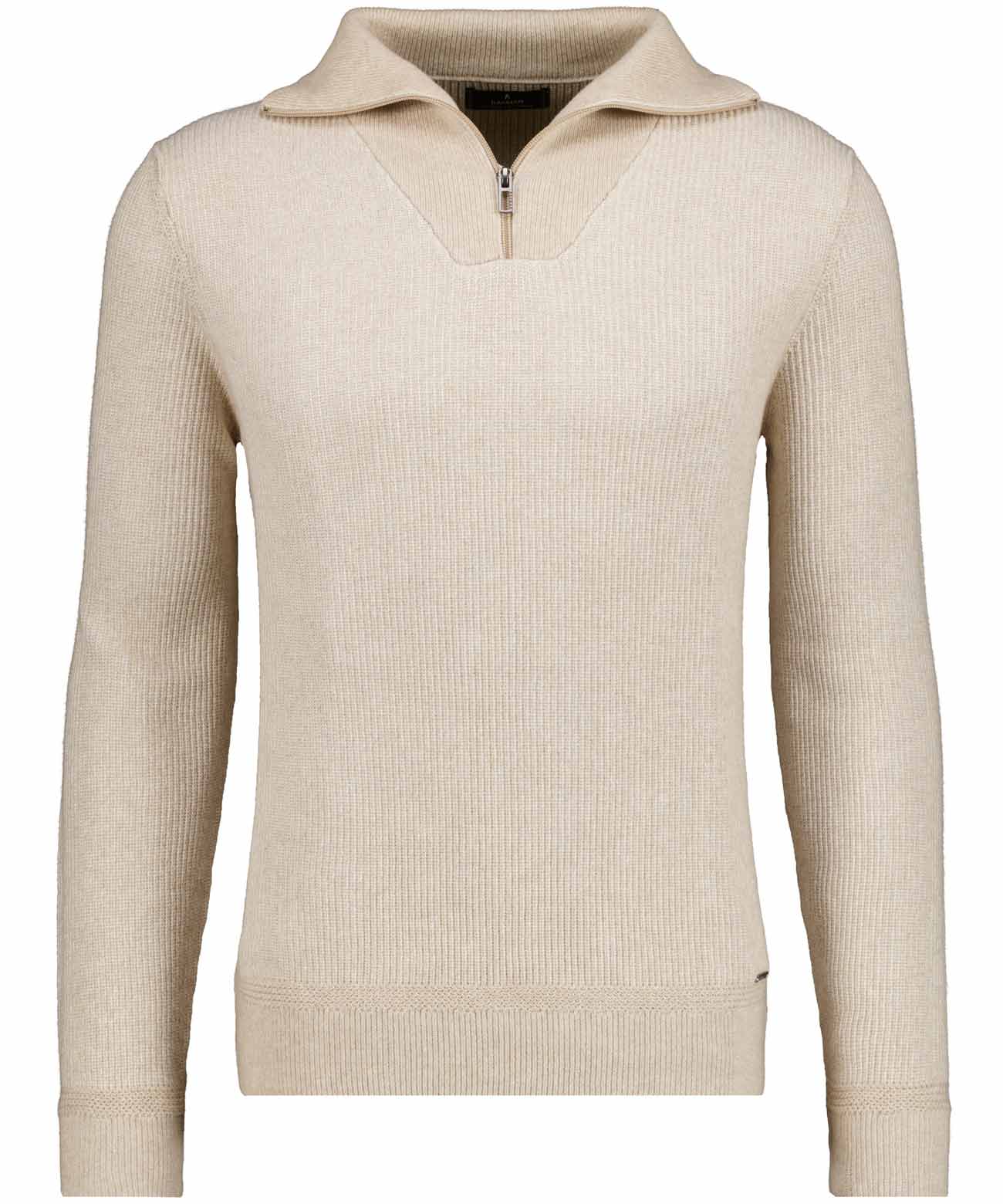 RAGMAN - Strickpullover mit Troyer-Kragen, bicolour beige-melange - Gr. - L von RAGMAN