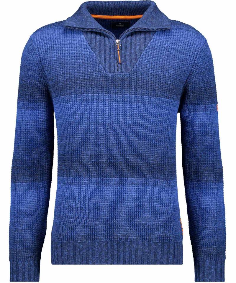 RAGMAN - Strickpullover mit Troyer-Kragen, gestreift blau gemustert - Gr. - L von RAGMAN