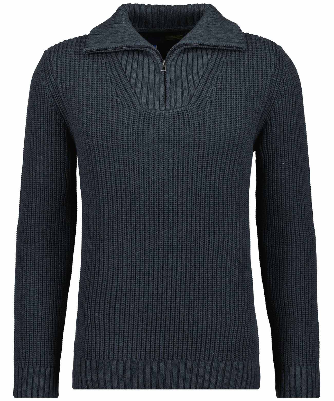 RAGMAN - Strickpullover mit Troyer-Kragen asphalt - Gr. - M von RAGMAN