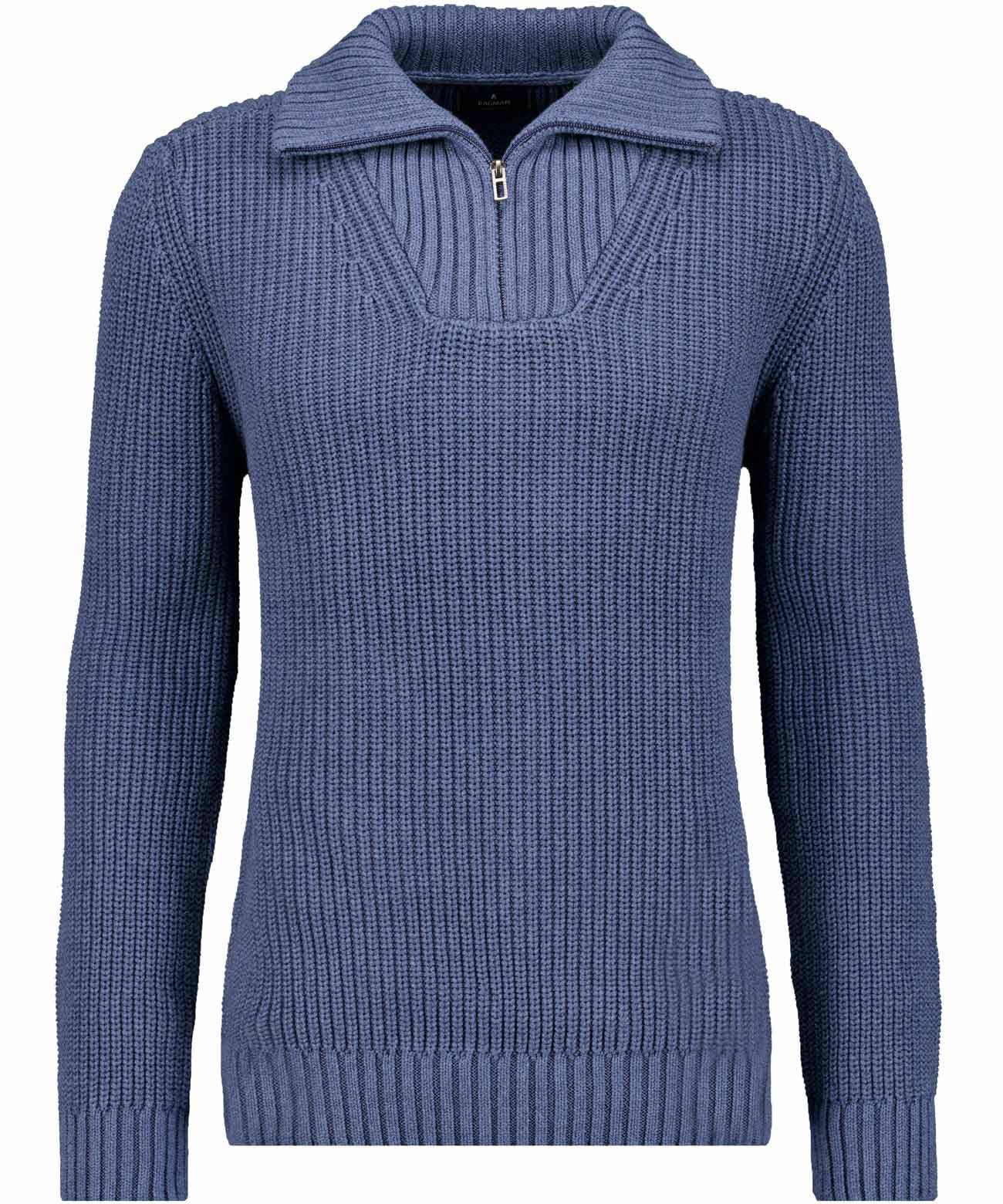 RAGMAN - Strickpullover mit Troyer-Kragen blau-melange - Gr. - XXL von RAGMAN