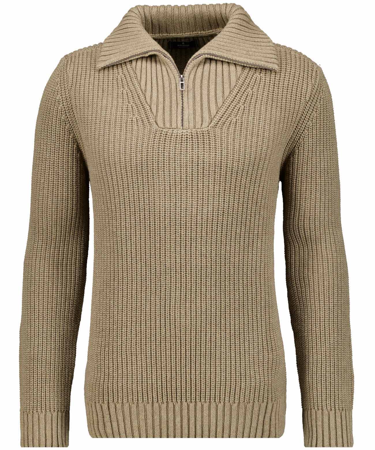 RAGMAN - Strickpullover mit Troyer-Kragen camel - Gr. - 3XL von RAGMAN