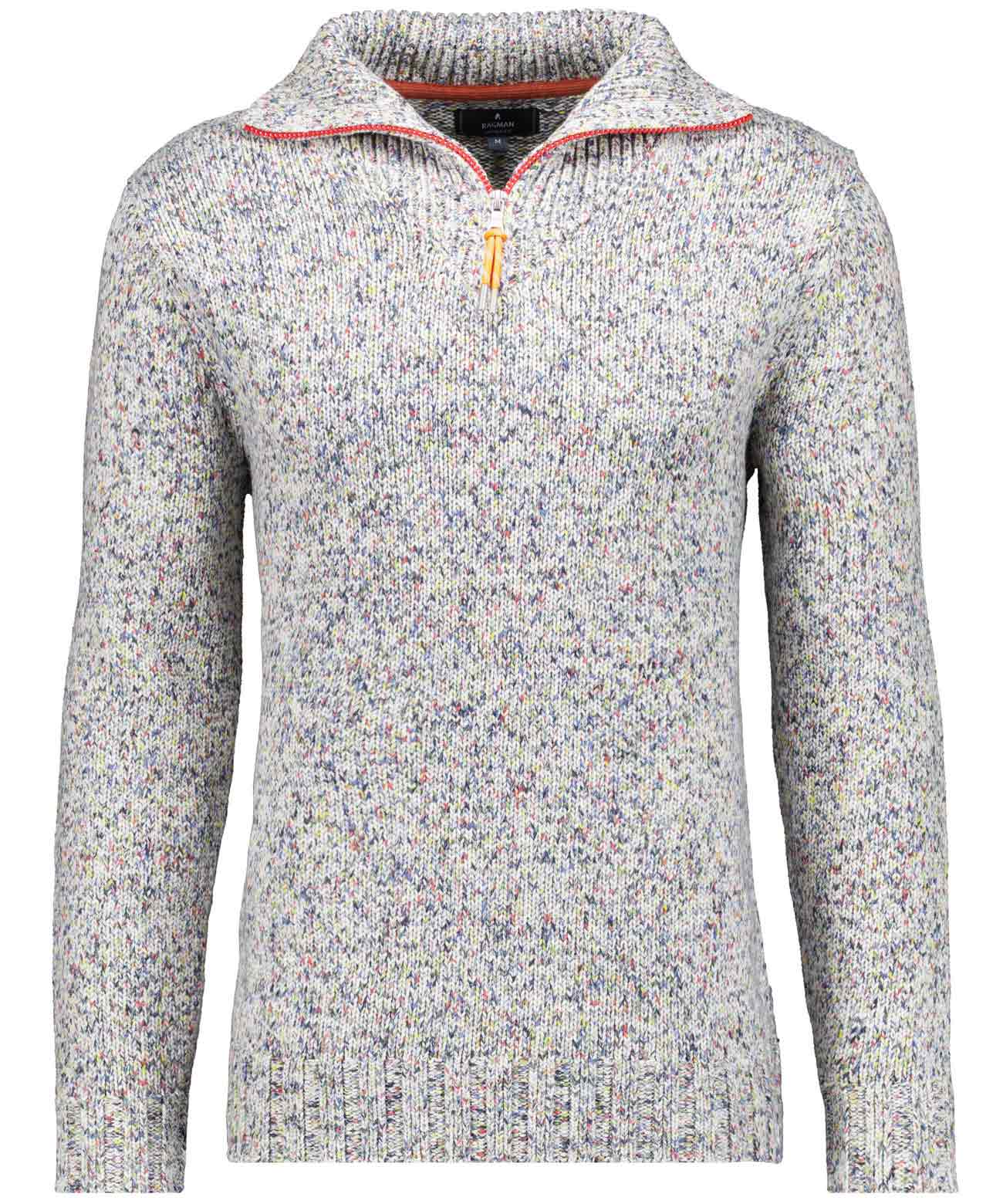 RAGMAN - Strickpullover mit Troyer-Kragen gemustert - Gr. - L von RAGMAN