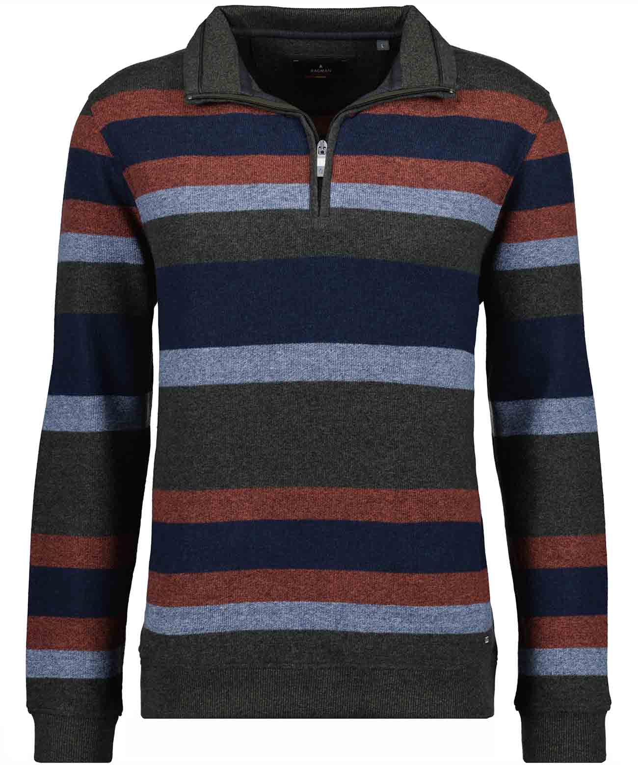 RAGMAN - Sweatshirt, gestreift dunkelgrün - Gr. - L von RAGMAN