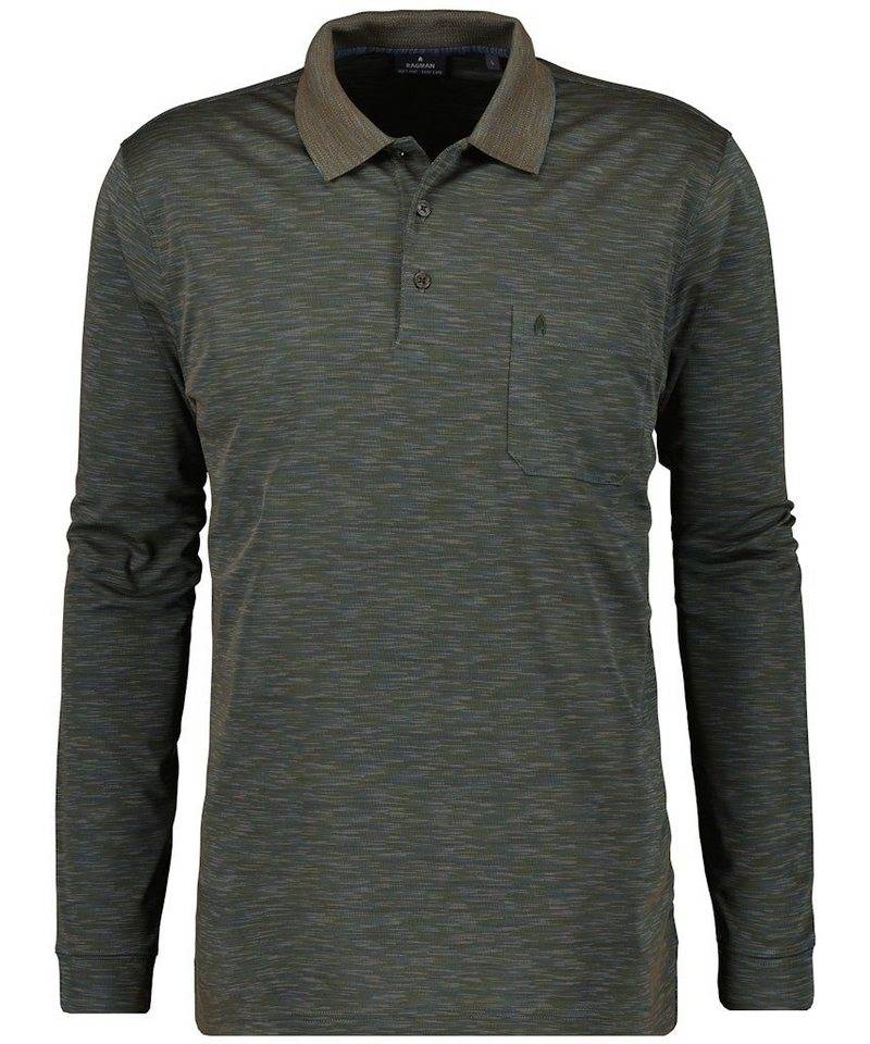 RAGMAN 3/4-Arm-Shirt Ragman / He.Polo / Polo button LS space dye von RAGMAN