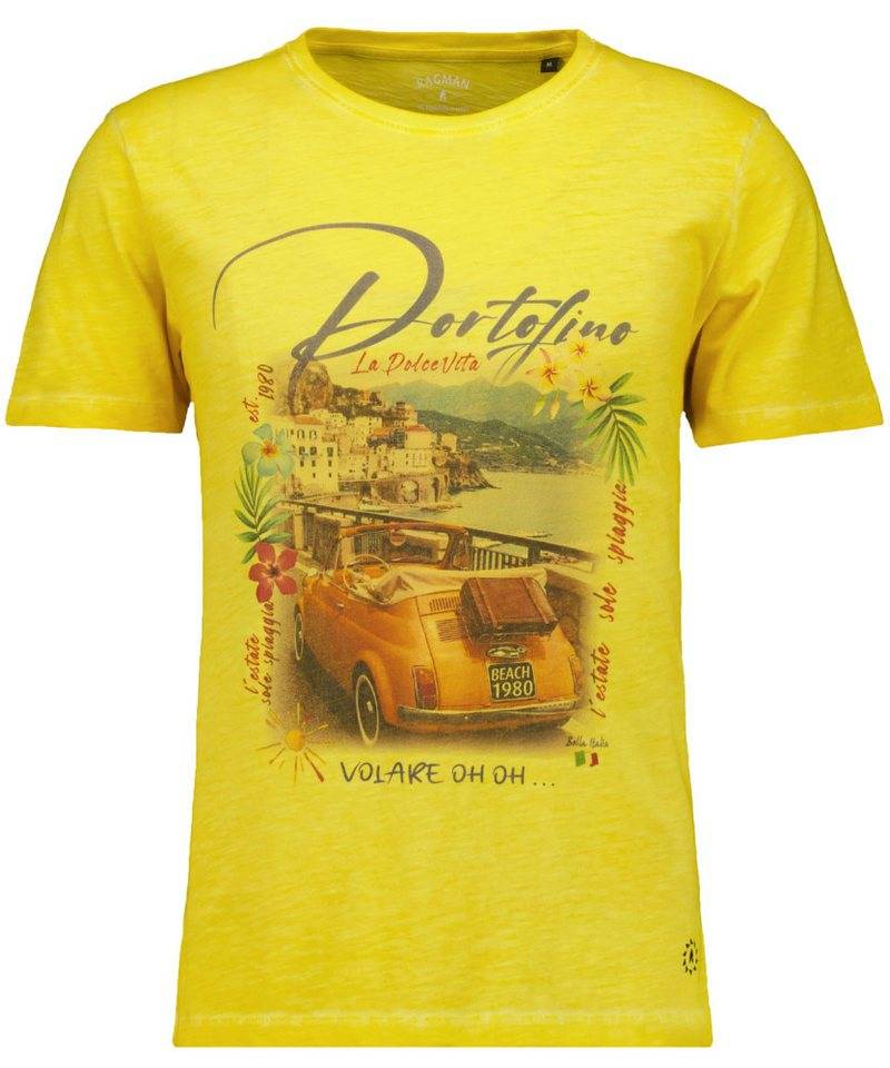 RAGMAN T-Shirt Shirt Button through print von RAGMAN