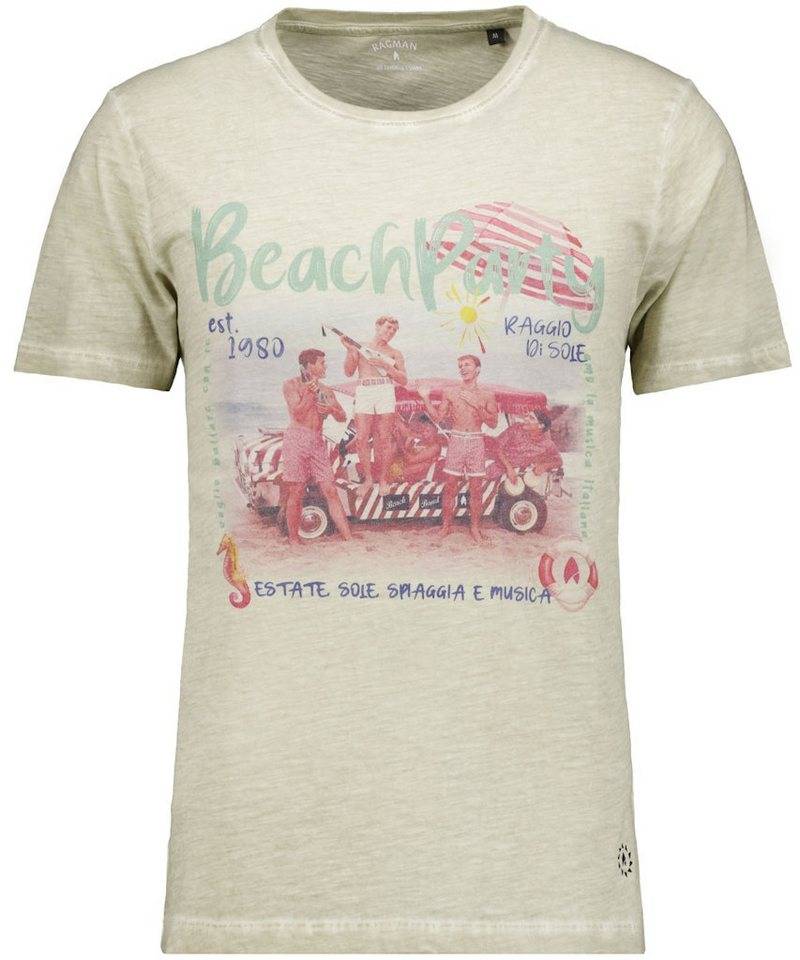 RAGMAN T-Shirt Shirt Button through print von RAGMAN