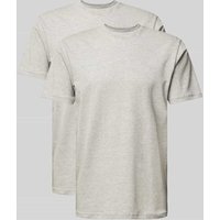 RAGMAN T-Shirt mit geripptem Rundhalsausschnitt in Hellgrau, Größe XXL von RAGMAN