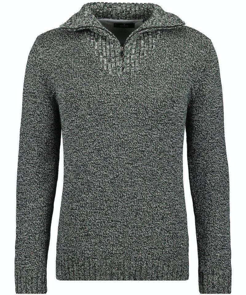 RAGMAN V-Ausschnitt-Pullover Tweed mit Troyer und Zip von RAGMAN