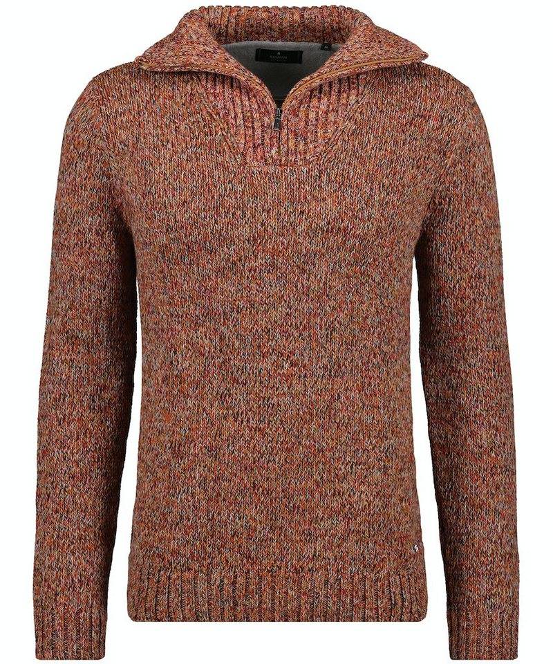 RAGMAN V-Ausschnitt-Pullover Tweed mit Troyer und Zip von RAGMAN