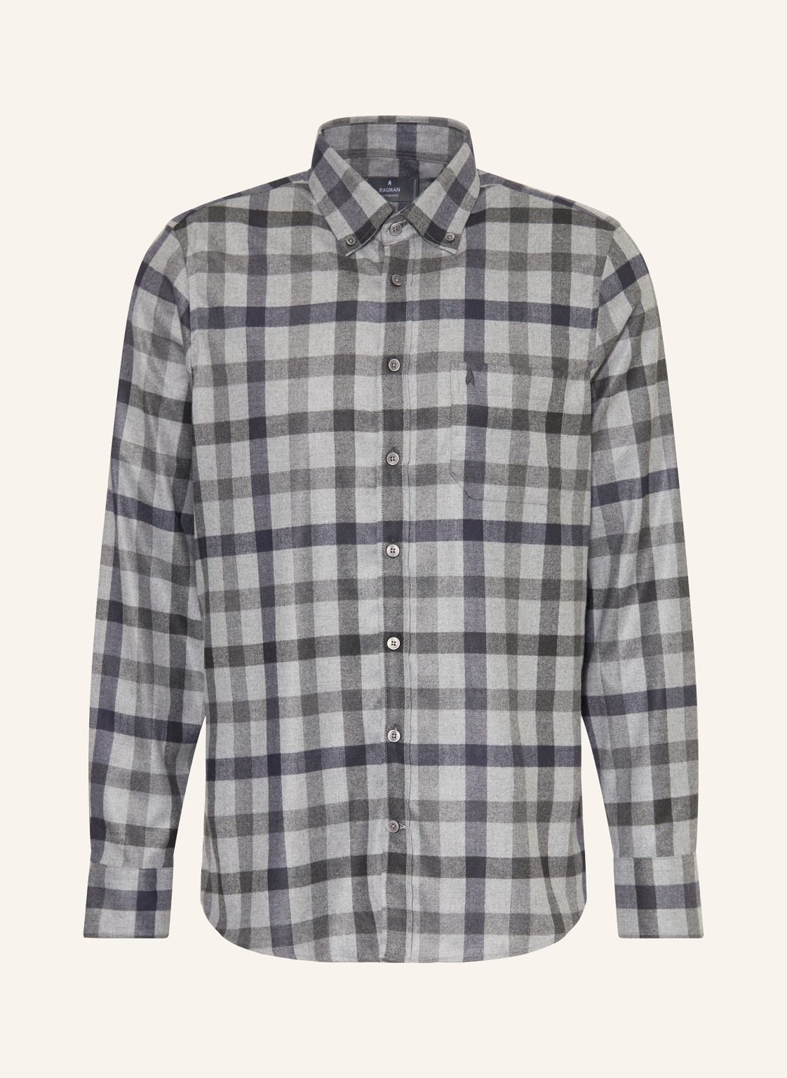 Ragman Flanellhemd Comfort Fit grau von RAGMAN