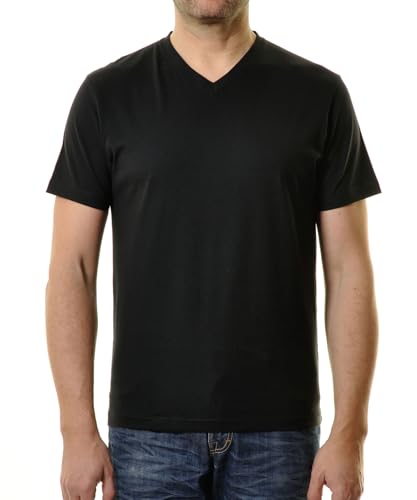 Ragman Herren Doppelpack - 2 T-Shirts Long & Tall mit V-Ausschnitt , Schwarz , L von RAGMAN