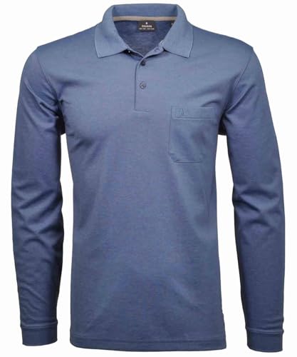 Ragman Herren Softknit-Polo Langarm, Mittelblau, L von RAGMAN