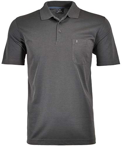 Ragman Herren Softknit-Polo fein gestreift,Anthrazit,S von RAGMAN