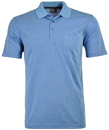 Ragman Herren Softknit-Polo fein gestreift,Aqua,S von RAGMAN