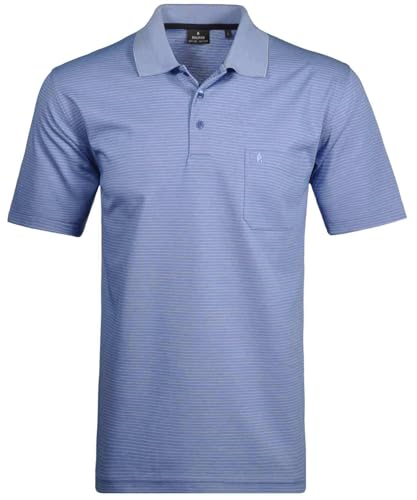 Ragman Herren Softknit-Polo fein gestreift,Blau,4XL von RAGMAN