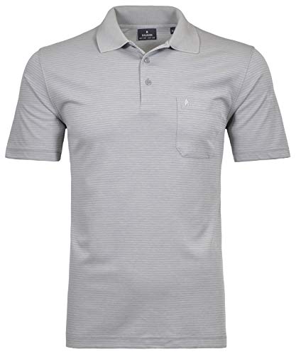 Ragman Herren Softknit-Polo fein gestreift,Silbergrau,S von RAGMAN