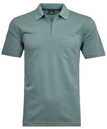 Ragman Herren Softknit-Polo mit Zip, fein gestreift XXL, Salbei-344 von RAGMAN