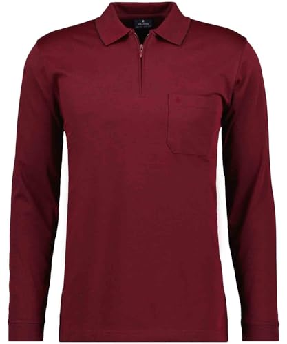 Ragman Herren Softknit-Poloshirt Langarm mit Zip M Rot von RAGMAN