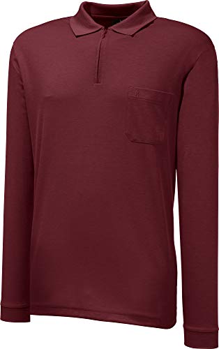 Ragman Herren Softknit-Poloshirt Langarm mit Zip S Rot von RAGMAN