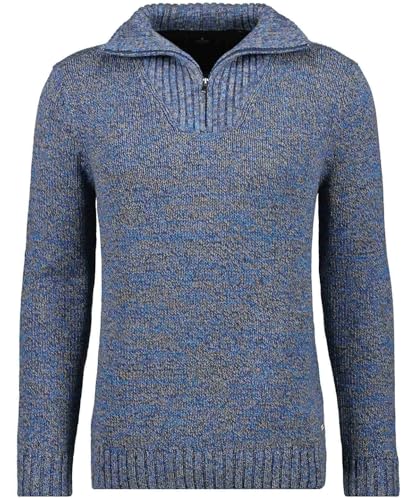 Ragman RAGMAN Herren Tweed-Pullover mit Troyer XL, Blau-174 von RAGMAN