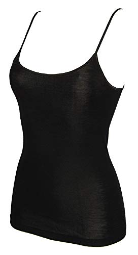 RAGNO Top Unterhemd Damen 85% Merinowolle und 15% Seide Artikel 07402E, 020 Nero, L von RAGNO