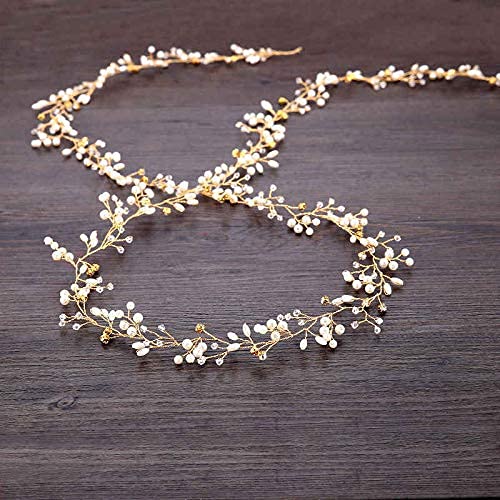 RAGYULA Handgefertigter Kopfschmuck (45 cm) Hochzeitskrone Perle Blumen Haarschmuck Kristalle Braut Hochzeit Stirnband Haarrebe und Kopfschmuck für Mädchen und Frauen Transparent von RAGYULA
