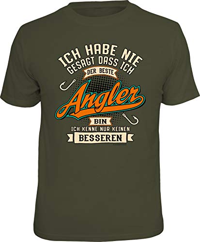 Männer Geschenk T-Shirt für Angler und Fischer: Ich Habe nie gesagt DASS ich der Beste Angler, Oliv, L von RAHMENLOS