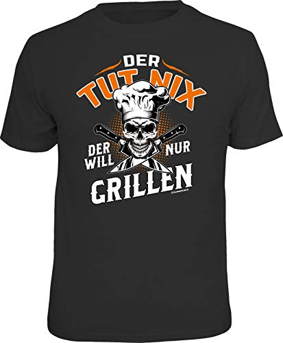 Männer Geschenk Grill BBQ T-Shirt: Der TUT nix - Der Will nur Grillen!, Schwarz, L von RAHMENLOS