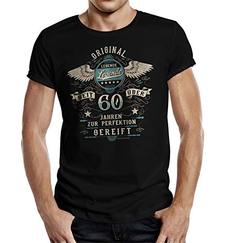 Herren Geschenk T-Shirt zum 60. Geburtstag - Lebende Legende L schwarz von RAHMENLOS