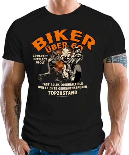 Herren T-Shirt als Geschenk für Männer zum 60.Geburtstag - Biker über 60 Jahre in Topzustand von RAHMENLOS