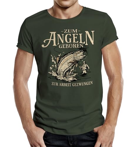 Herren T-Shirt für Angler: Zum Angeln geboren - Zur Arbeit gezwungen von RAHMENLOS