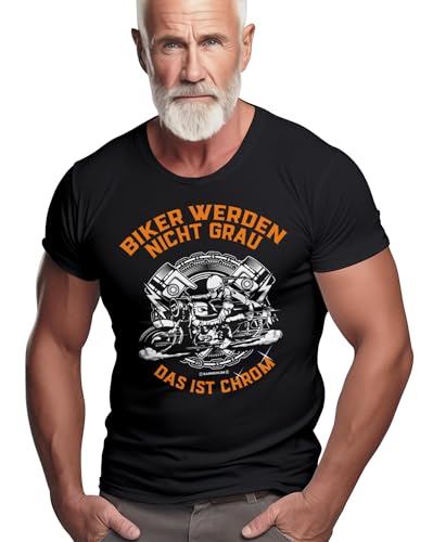 Herren-T-Shirt für den etwas älteren Motorradfahrer: Biker Werden Nicht grau - das ist Chrom Herren-T-Shirt für den etwas älteren Motorradfahrer: Biker Werden Nicht grau - das ist Chrom von RAHMENLOS
