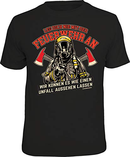 Männer Geschenk T-Shirt für Feuerwehrmänner: Leg Dich nie mit der Feuerwehr an - Wir können es wie einen Unfall Aussehen Lassen von RAHMENLOS