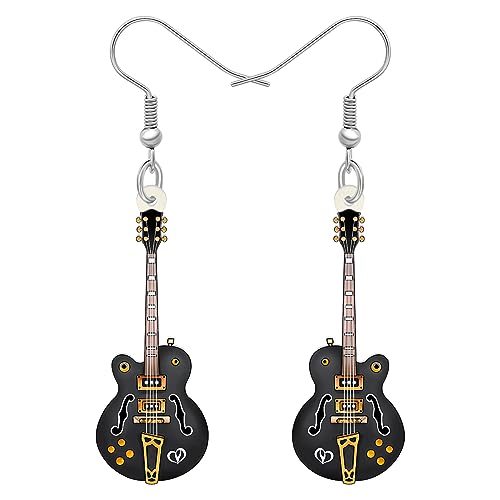 RAIDIN Acryl Kreative Musik Bass E-Gitarre Ohrringe für Damen Mädchen Geschenk Süße Baumeln Ohrringe Schmuck für Party Charms Dekorationen (Dunkelheit) von RAIDIN