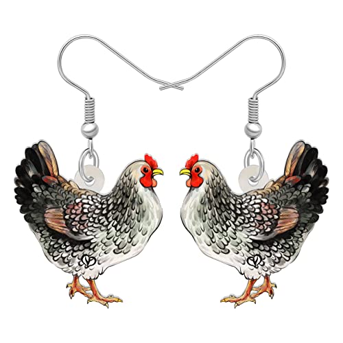 RAIDIN Acryl Süße Henne Hahn Huhn Bauernhof Tier Ohrringe für Damen Mädchen Hypoallergene Baumeln Haken Ohrringe Schmuck Geschenke für Huhn Liebhaber Party Dekorationen (Tinte) von RAIDIN