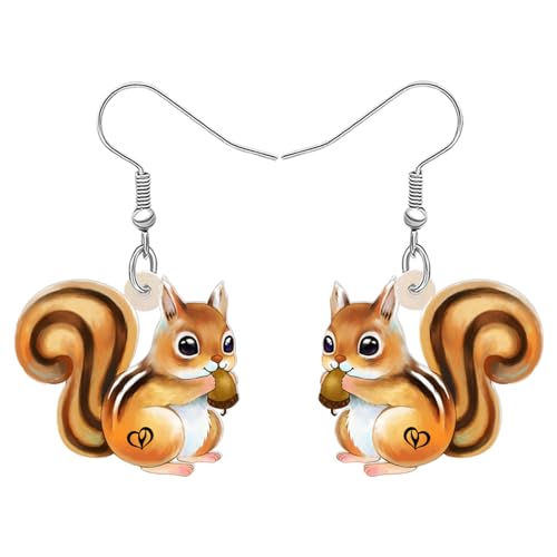 RAIDIN Acryl Weihnachten baumelnden Ohrringe Geschenke für Damen Mädchen Kinder süße Eichhörnchen Ohrringe Schmuck für Urlaub Party Dekorationen (Gelb) von RAIDIN