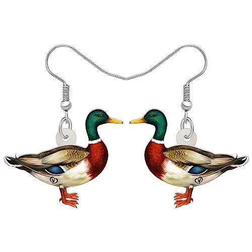 RAIDIN Acryl bunten Tier Mandarin Ente Baumeln Tropfen Ohrringe süße Anime Ente Hypoallergene Haken Ohrringe Schmuck Geschenke für Damen Mädchen Kinder Charms (Grün) von RAIDIN