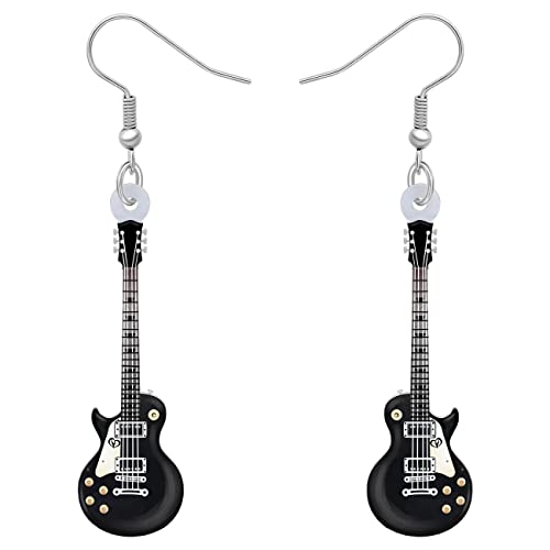 RAIDIN Acryl kreative Musik Bass E-Gitarre Ohrringe für Damen Mädchen Geschenk niedlich Baumeln Ohrringe Schmuck für Party Charms Dekorationen (Schwarz) von RAIDIN