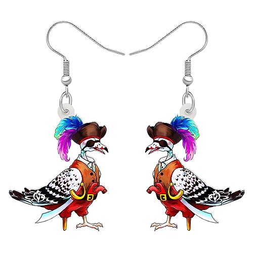 RAIDIN Acryl kreative süße Halloween Piraten Serie Taube Ohrringe für Damen Mädchen Vögel baumeln Haken Ohrringe Schmuck Geschenke für Vogelliebhaber (Rot) von RAIDIN