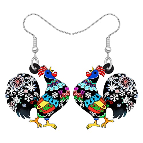 RAIDIN Acryl niedliche Henne Hahn Huhn Bauernhof Tier Ohrringe für Damen Mädchen Hypoallergene Dangle Haken Ohrringe Schmuck Geschenke für Huhn Liebhaber Party Dekorationen (Weiß) von RAIDIN