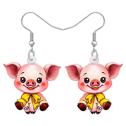 RAIDIN Acryl niedliche Tier Schwein Baumeln Ohrringe für Damen Mädchen Hypoallergene Tropfen Ohrringe Schwein Schmuck für Geschenke Geburtstag Party Dekorationen (Blond) von RAIDIN