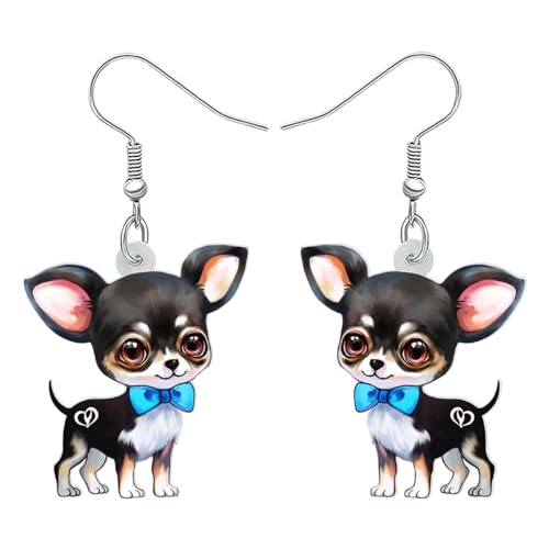 RAIDIN Acryl süße Chihuahua Hund Ohrringe Schmuck für Damen Mädchen süßen Welpen Haustiere baumeln Haken Ohrringe Geschenke für Hundeliebhaber Charms (Grau) von RAIDIN