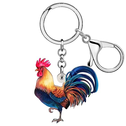 RAIDIN Acryl süße Huhn Henne Hahn Schlüsselanhänger für Damen Schlüsselringe Geschenke für Auto Handtasche Taschen Schlüssel Haustierliebhaber (Marineblau) von RAIDIN