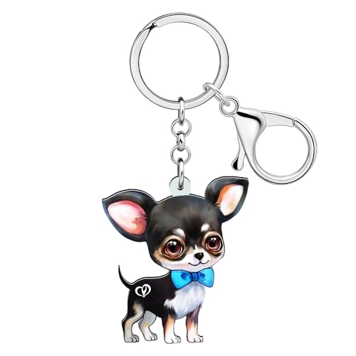 RAIDIN Acryl süße Hund Haustiere Schlüsselanhänger für Damen Mädchen Kawaii Welpe Schlüsselring Geschenke für Geldbeutel Autoschlüssel Hundeliebhaber (Chihuahua C) von RAIDIN