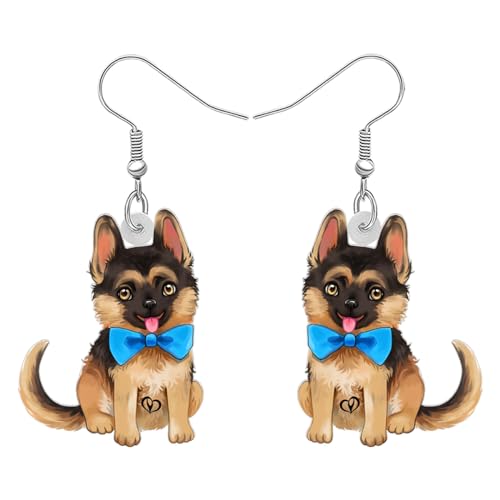 RAIDIN Acryl süße Hund Ohrringe Schmuck für Damen Mädchen Sweet Welpen Haustiere baumeln Haken Ohrringe Geschenke für Hundeliebhaber Charms (Deutscher Schäferhund Ohrringe) von RAIDIN