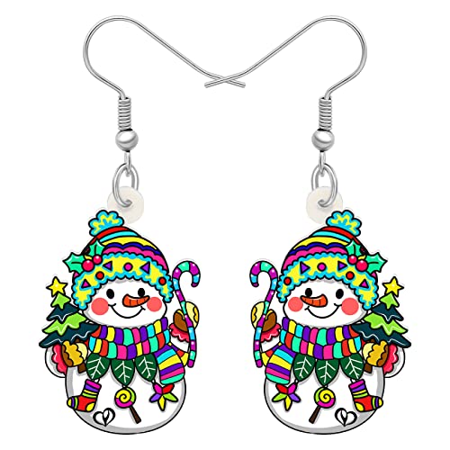RAIDIN Acryl süße Weihnachten Schneemann baumeln Haken Ohrringe Geschenke für Damen Mädchen Urlaub Hypoallergene Schmuck für Festival Party Dekorationen (Mehrere) von RAIDIN