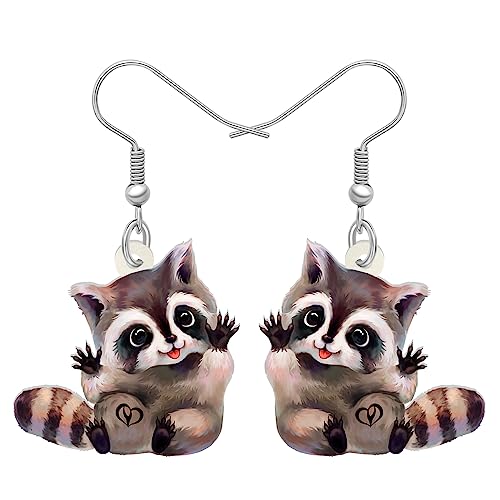 RAIDIN Acryl süße nordamerikanischen Waschbär baumeln Ohrringe für Damen Mädchen Kinder Cartoon Tierschmuck für Waschbär-Liebhaber Charms (Braun) von RAIDIN